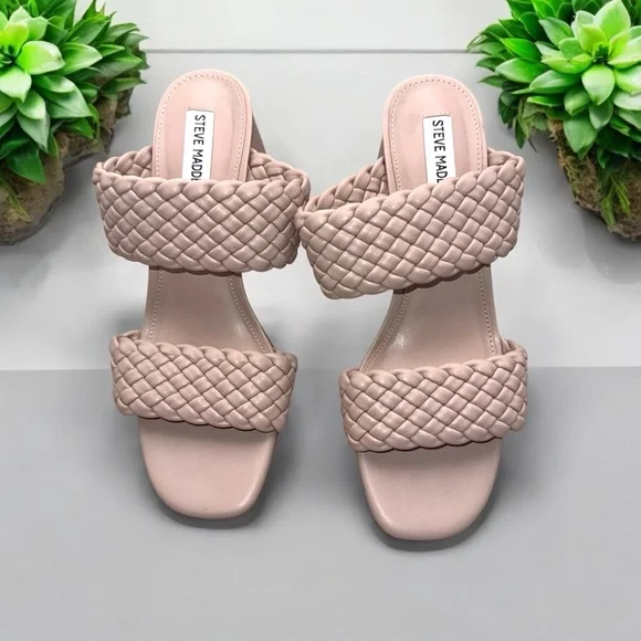 Steve Madden Daphne Braided Block Heel 10M Taupe - Picture 6 of 7